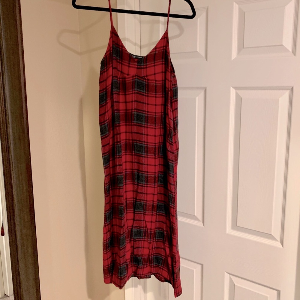 Zara Woman Flannel Midi Dress - Red & Black. M